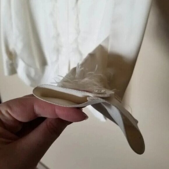 Helmut Lang Silk Feather Trim Tunic Blouse S - Picture 15 of 15